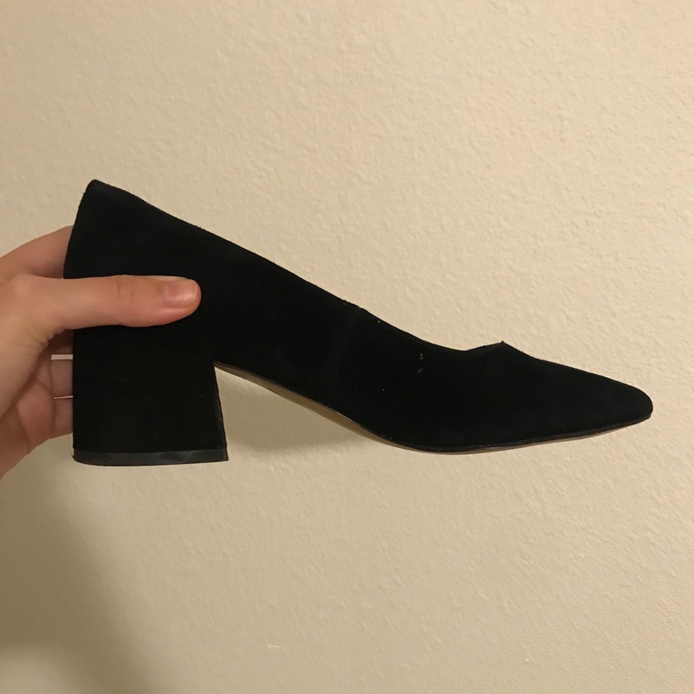 Franco Sarto Black Suede Block Heel Shoes